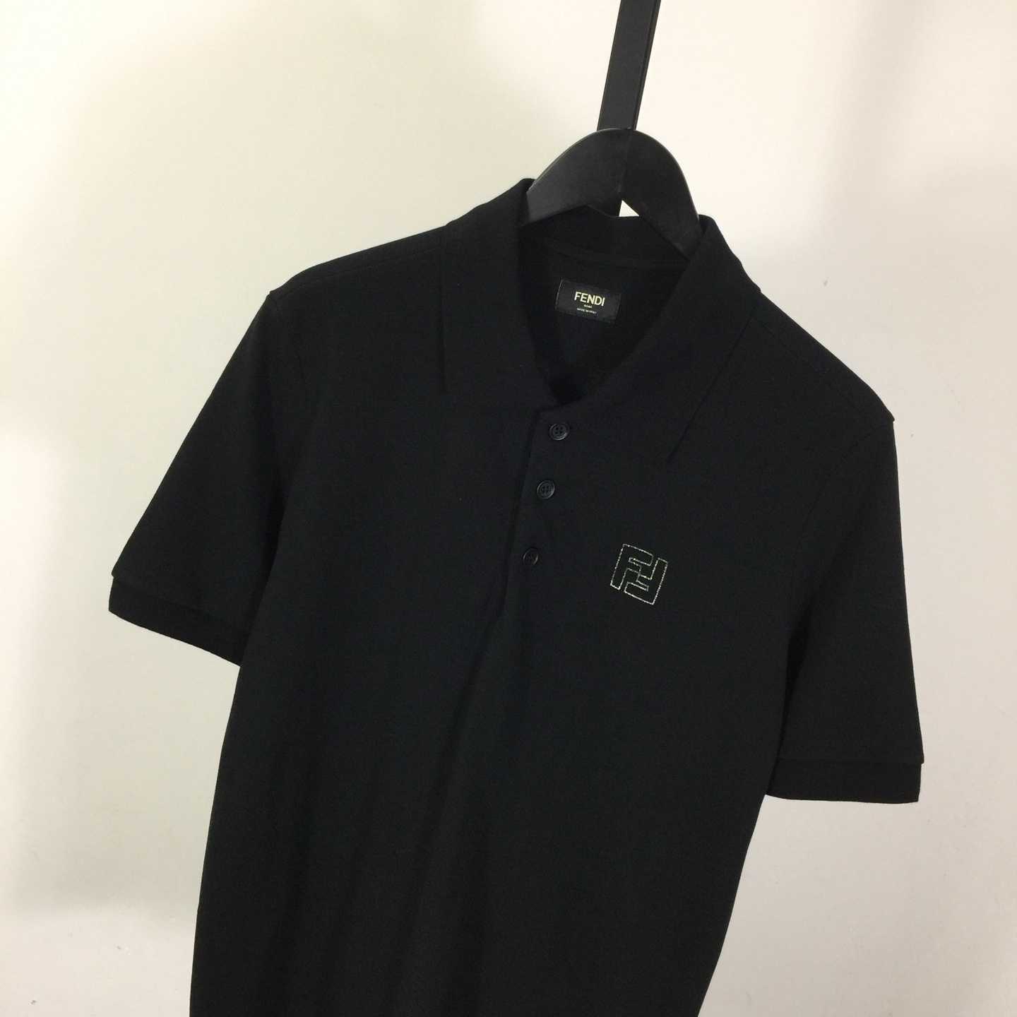 Fendi Black Cotton Polo Shirt - DesignerGu