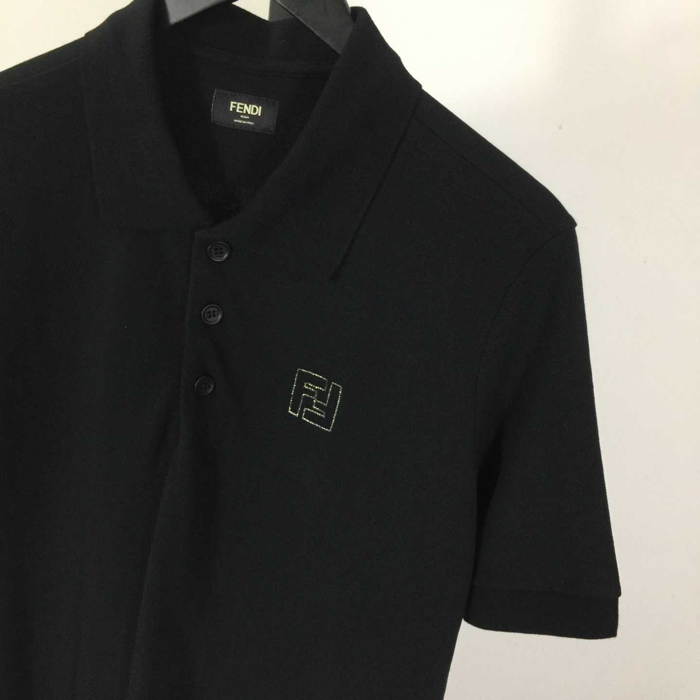 Fendi Black Cotton Polo Shirt - DesignerGu