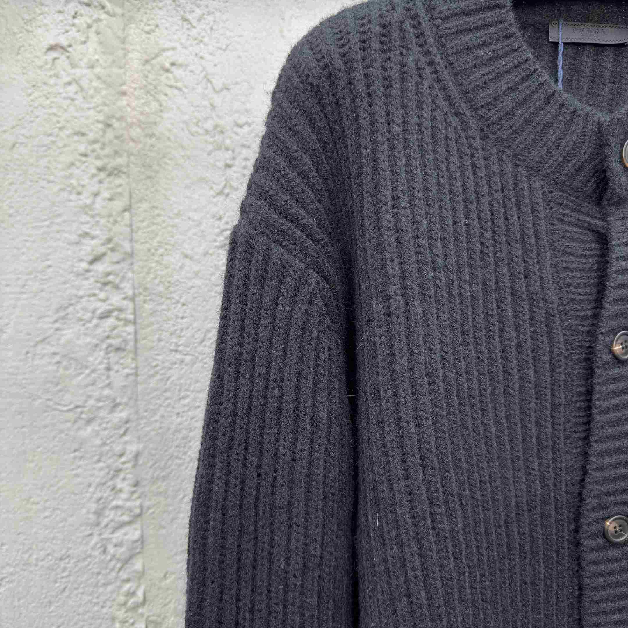 Prada Cashgora Button-Up Ribbed-Knitted Cardigan - DesignerGu