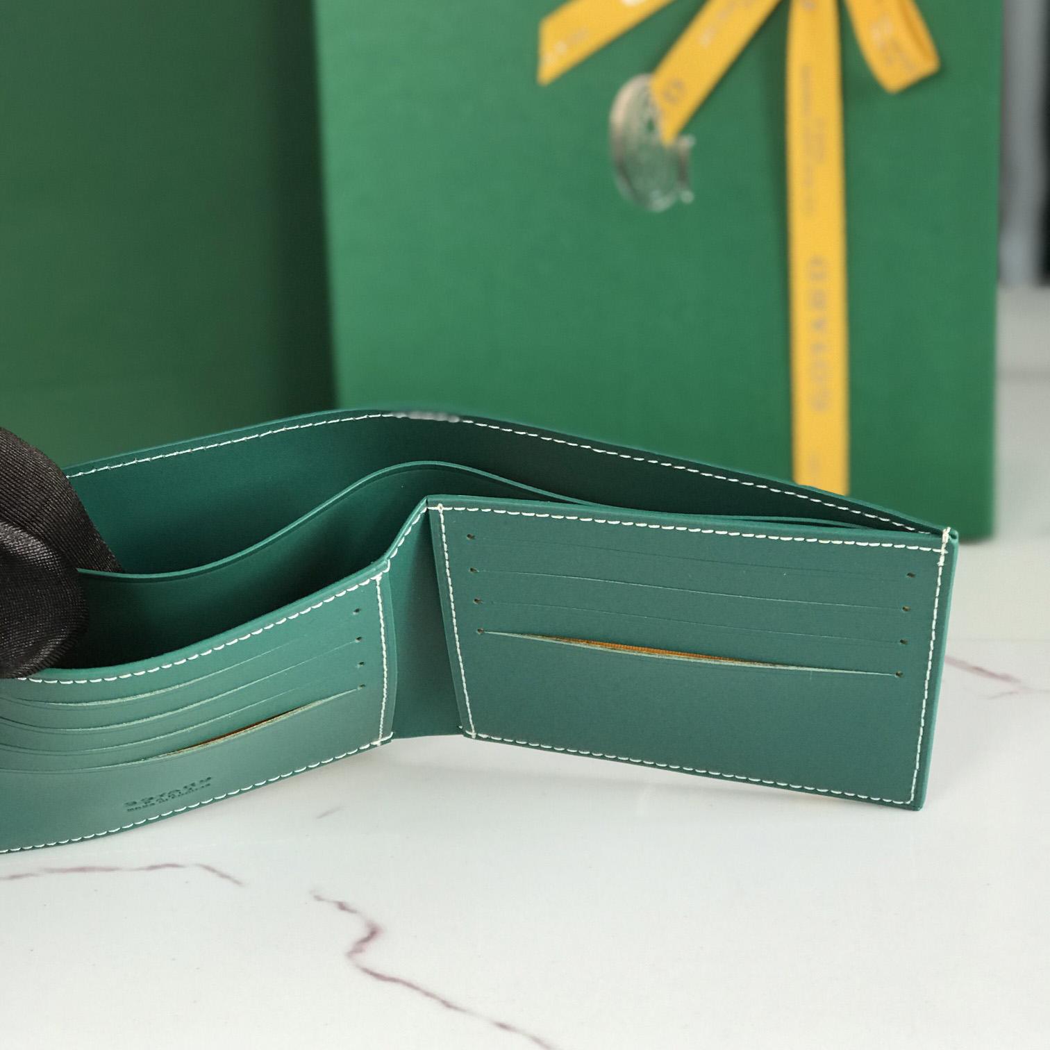 Goyard Short 8 Card Slots Billfold Wallet Green - DesignerGu