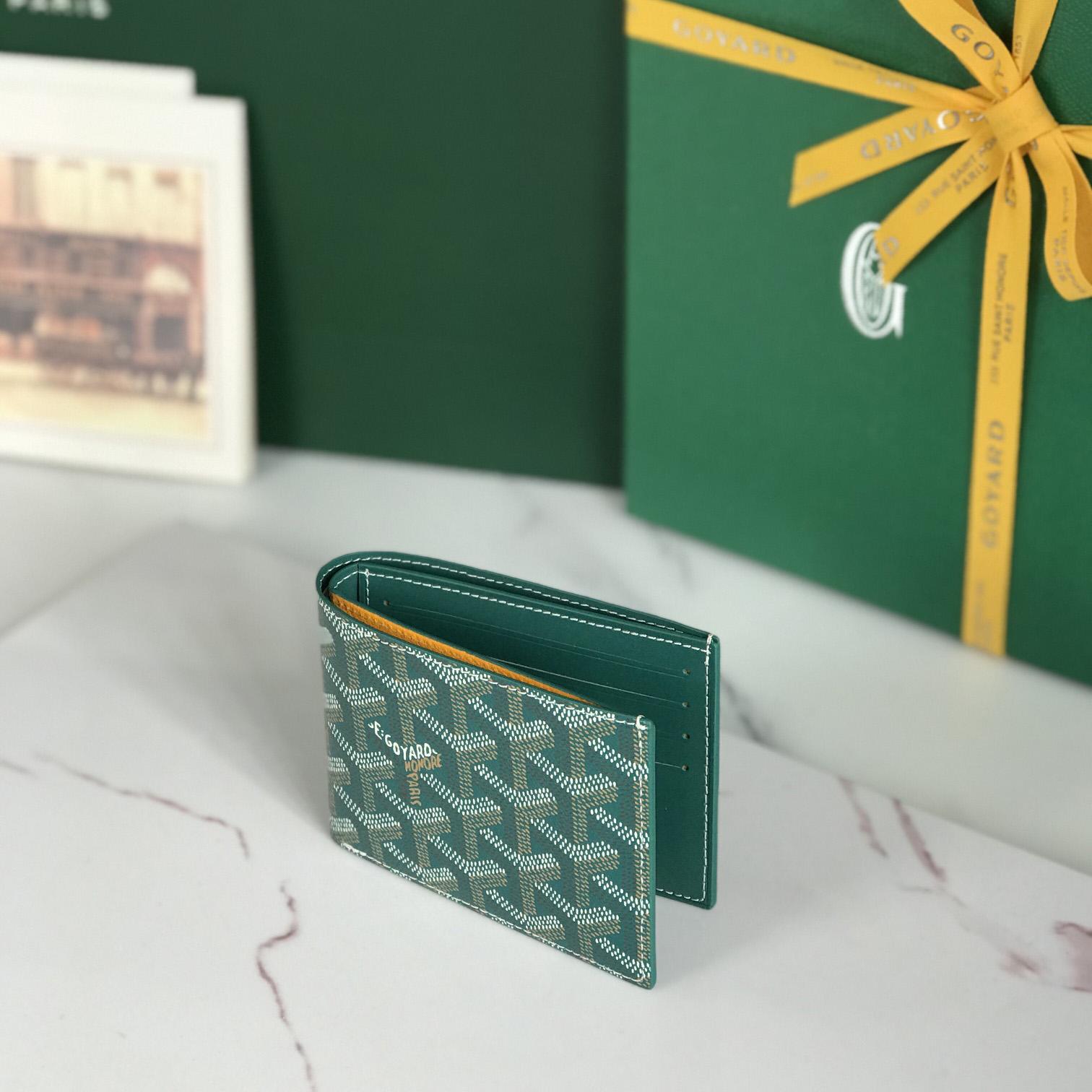 Goyard Short 8 Card Slots Billfold Wallet Green - DesignerGu