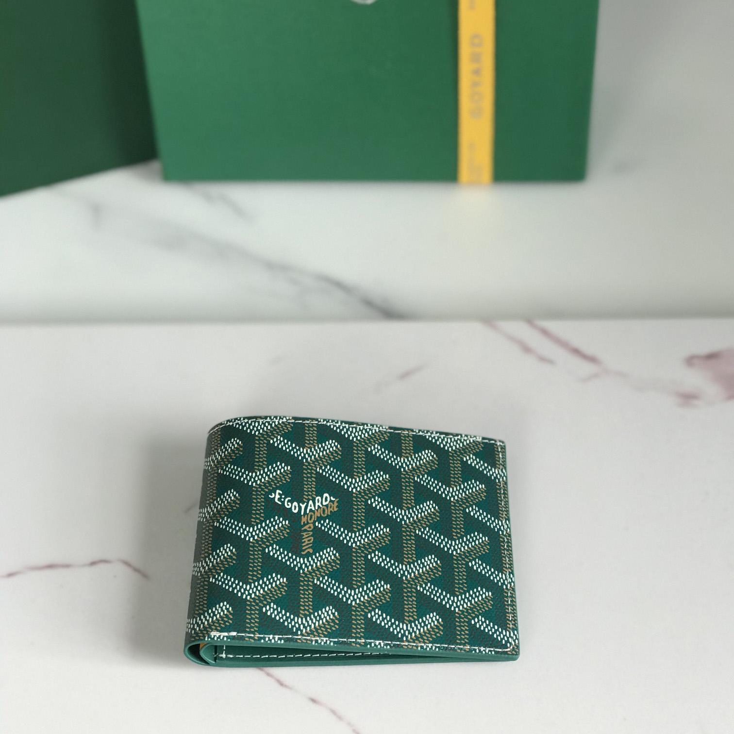 Goyard Short 8 Card Slots Billfold Wallet Green - DesignerGu