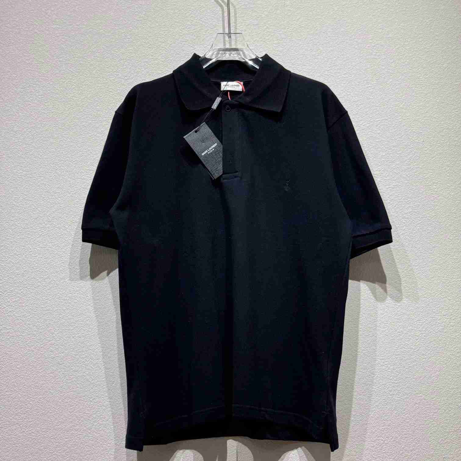 Saint Laurent Cassandre Polo Shirt In Striped Pique - DesignerGu