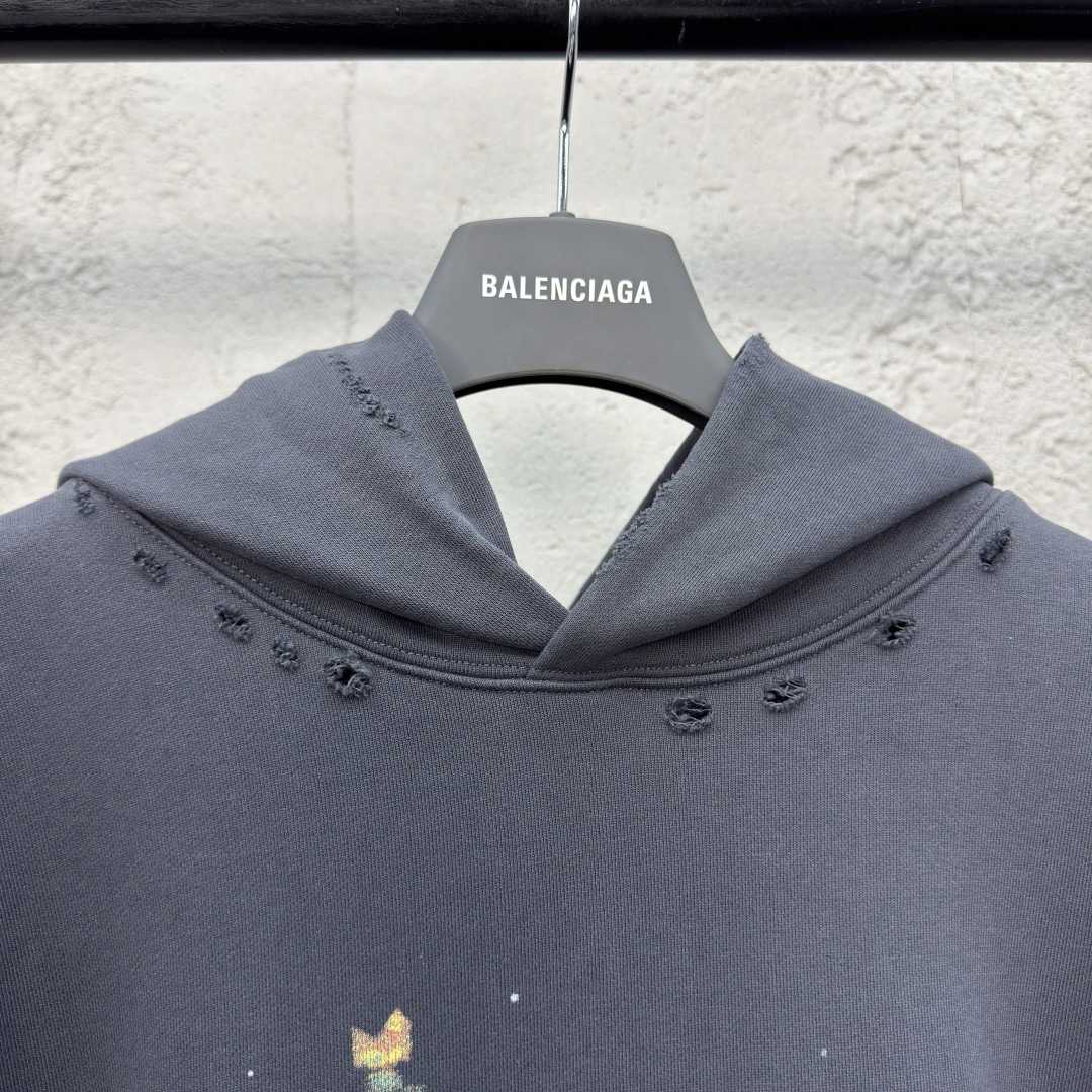 Balenciaga Paris Liberty Distressed Hoodie - DesignerGu