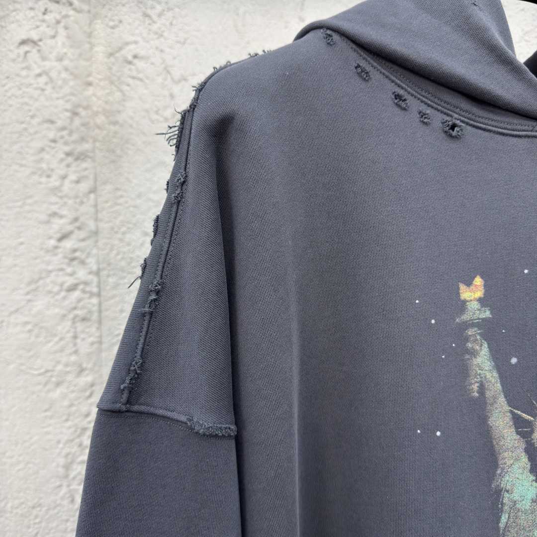 Balenciaga Paris Liberty Distressed Hoodie - DesignerGu