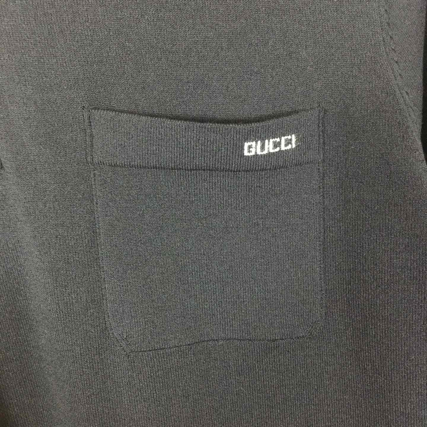 Gucci Fine Wool Knit Polo Top With Intarsia  - DesignerGu