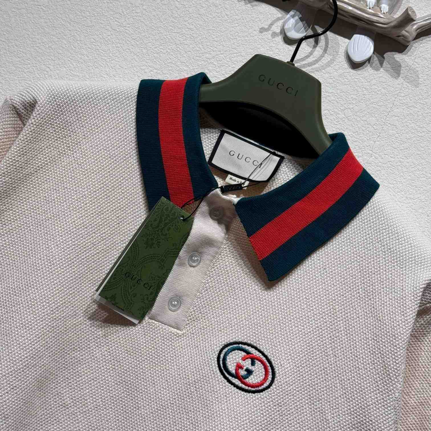 Gucci Knit Cotton Polo Shirt With Web - DesignerGu