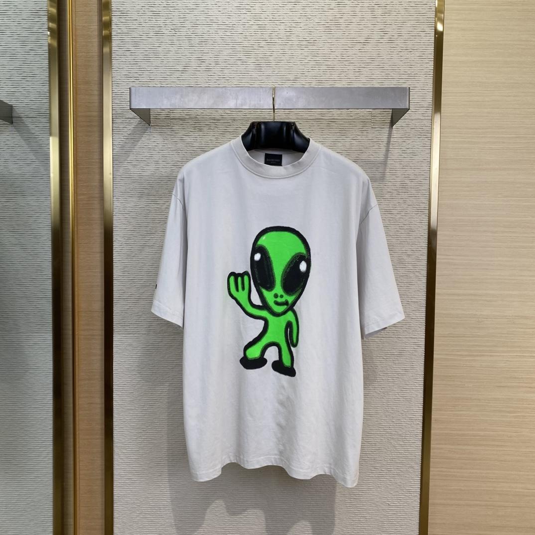 Balenciaga Hi There + Dripley T-Shirt Medium Fit In Dirty White - DesignerGu