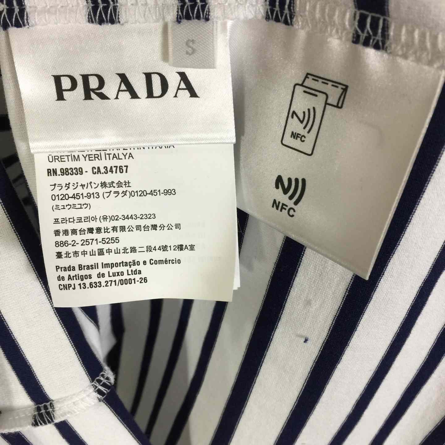 Prada Striped Cotton T-shirt  - DesignerGu