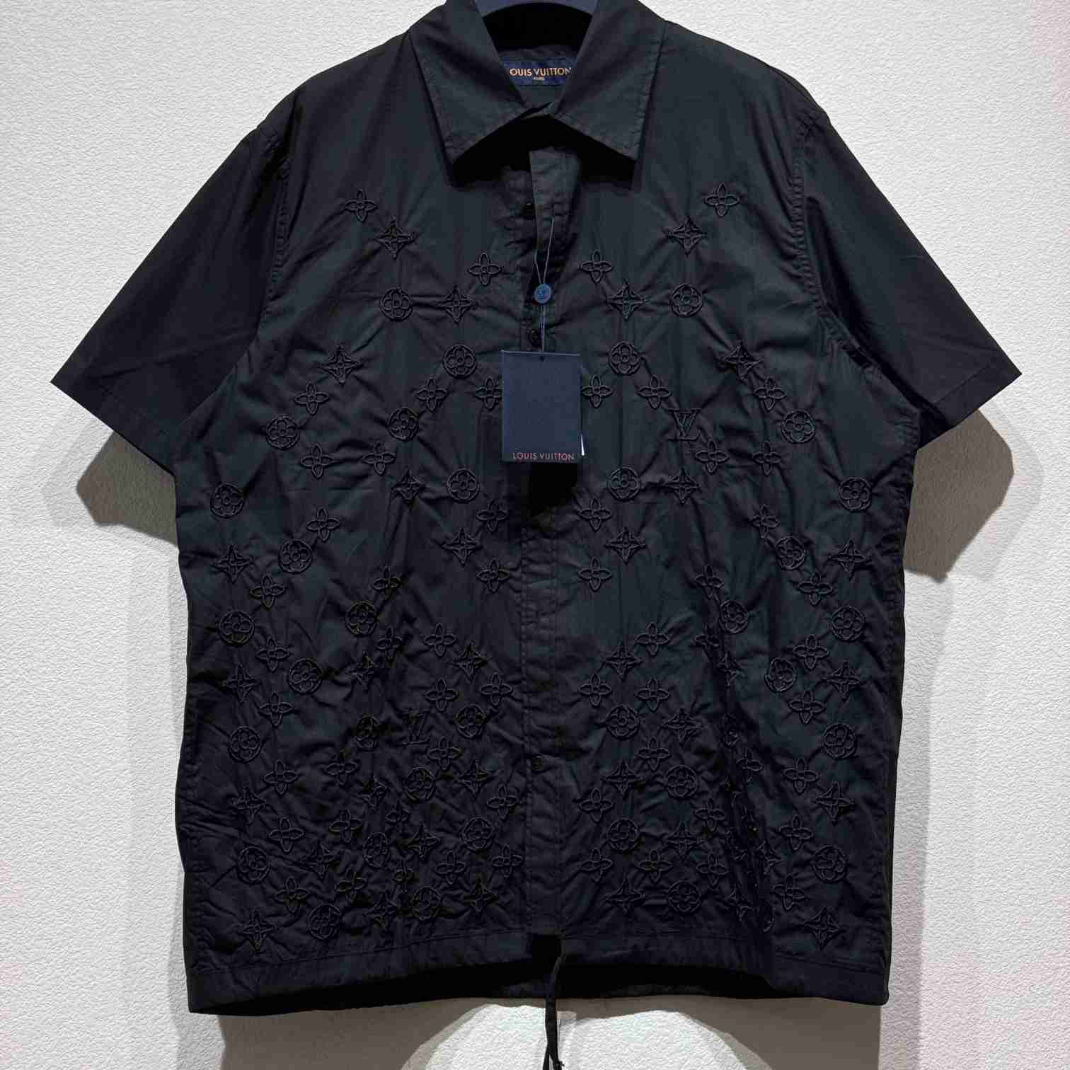 Louis Vuitton Monogram Flowers Embroidered Short-Sleeved Shirt   - DesignerGu