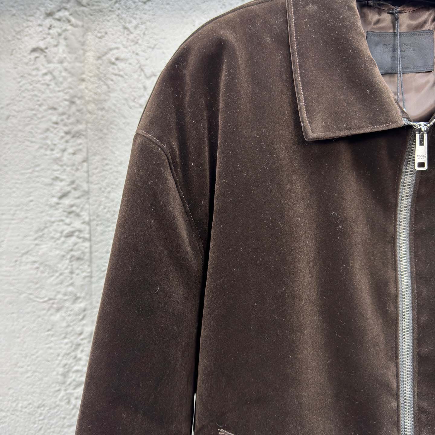 Prada Triangle-logo Velvet Blouson Jacket - DesignerGu