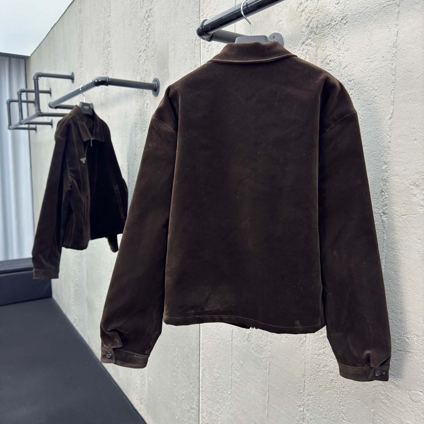Prada Triangle-logo Velvet Blouson Jacket - DesignerGu