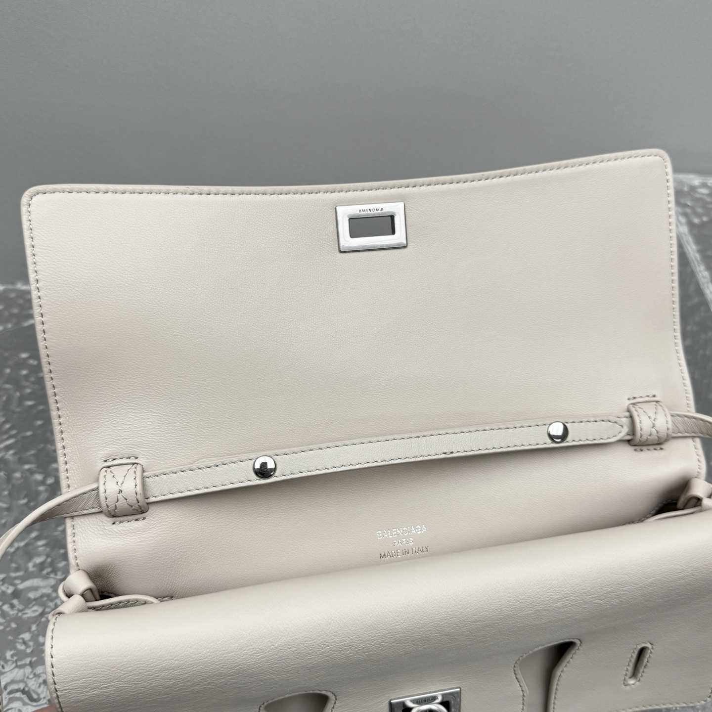Balenciaga Bel Air Small Clutch On Strap In Almond  - DesignerGu