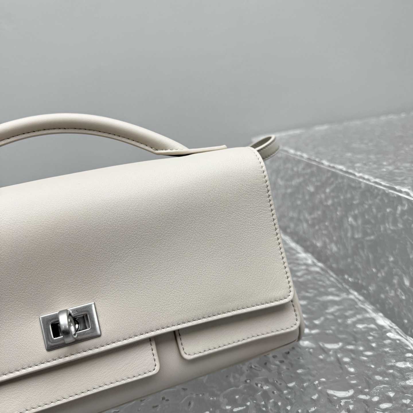 Balenciaga Bel Air Small Clutch On Strap In Almond  - DesignerGu