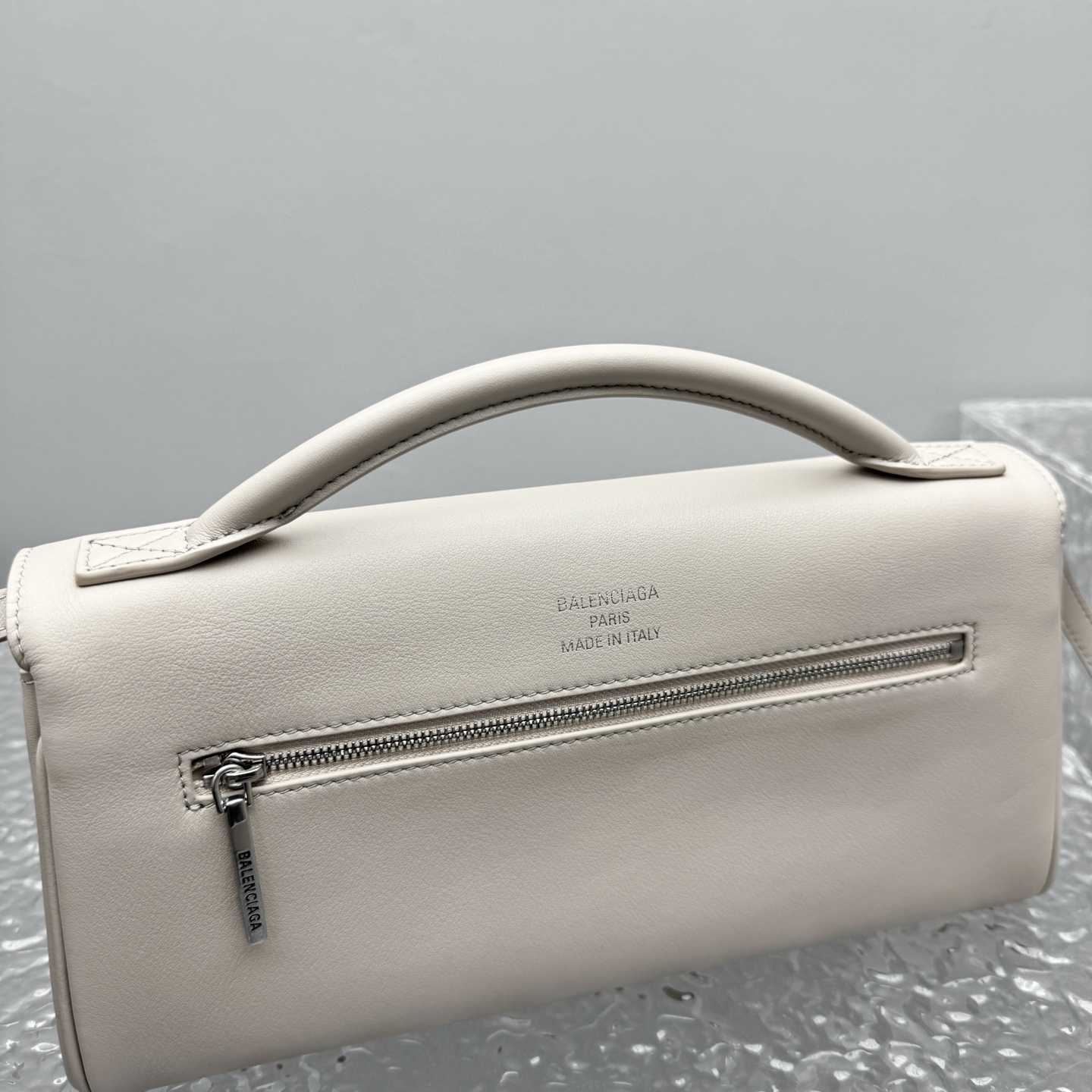 Balenciaga Bel Air Small Clutch On Strap In Almond  - DesignerGu