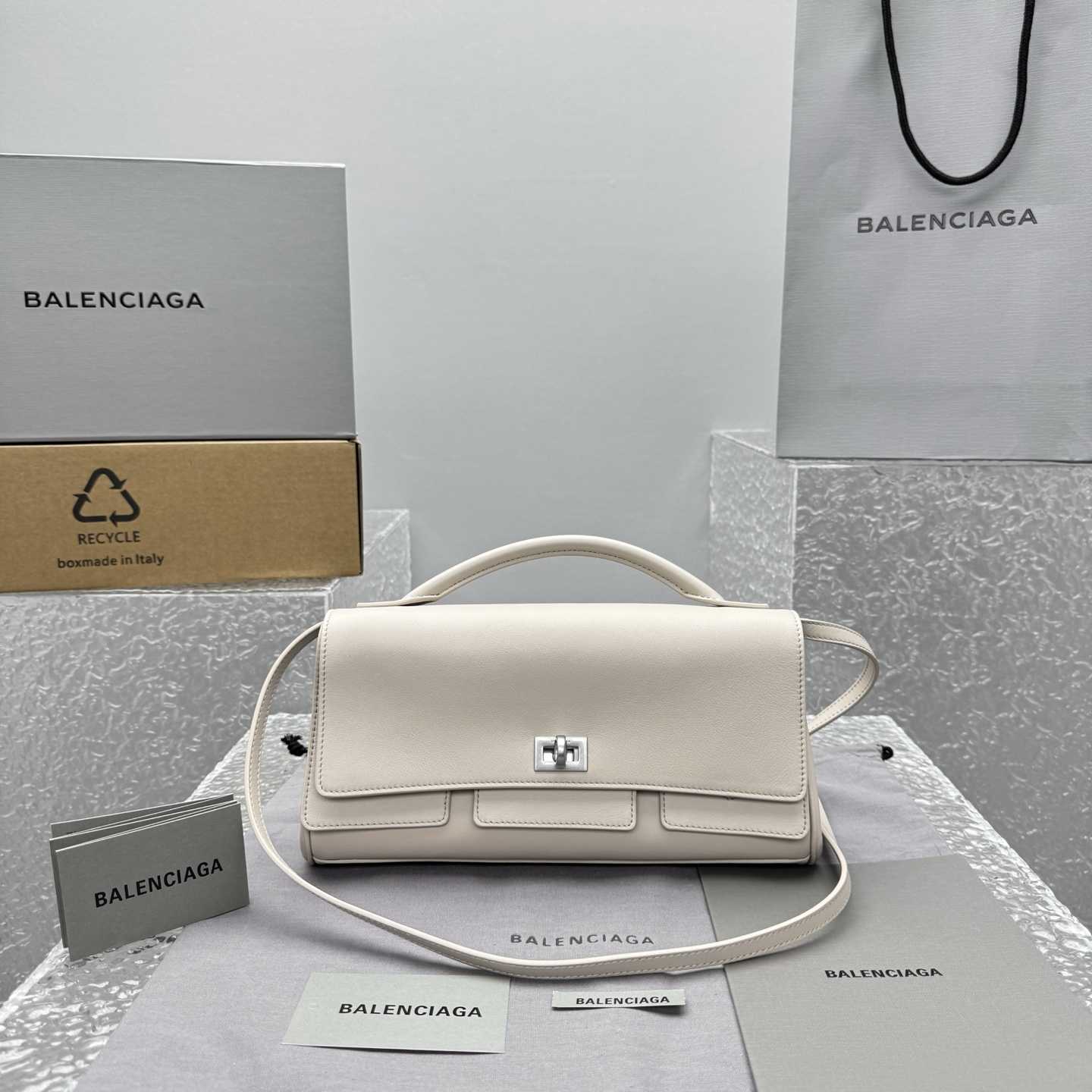 Balenciaga Bel Air Small Clutch On Strap In Almond  - DesignerGu