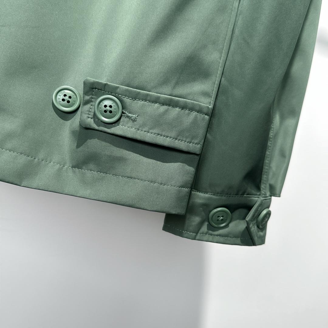Prada Logo Print Zip Jacket Green - DesignerGu