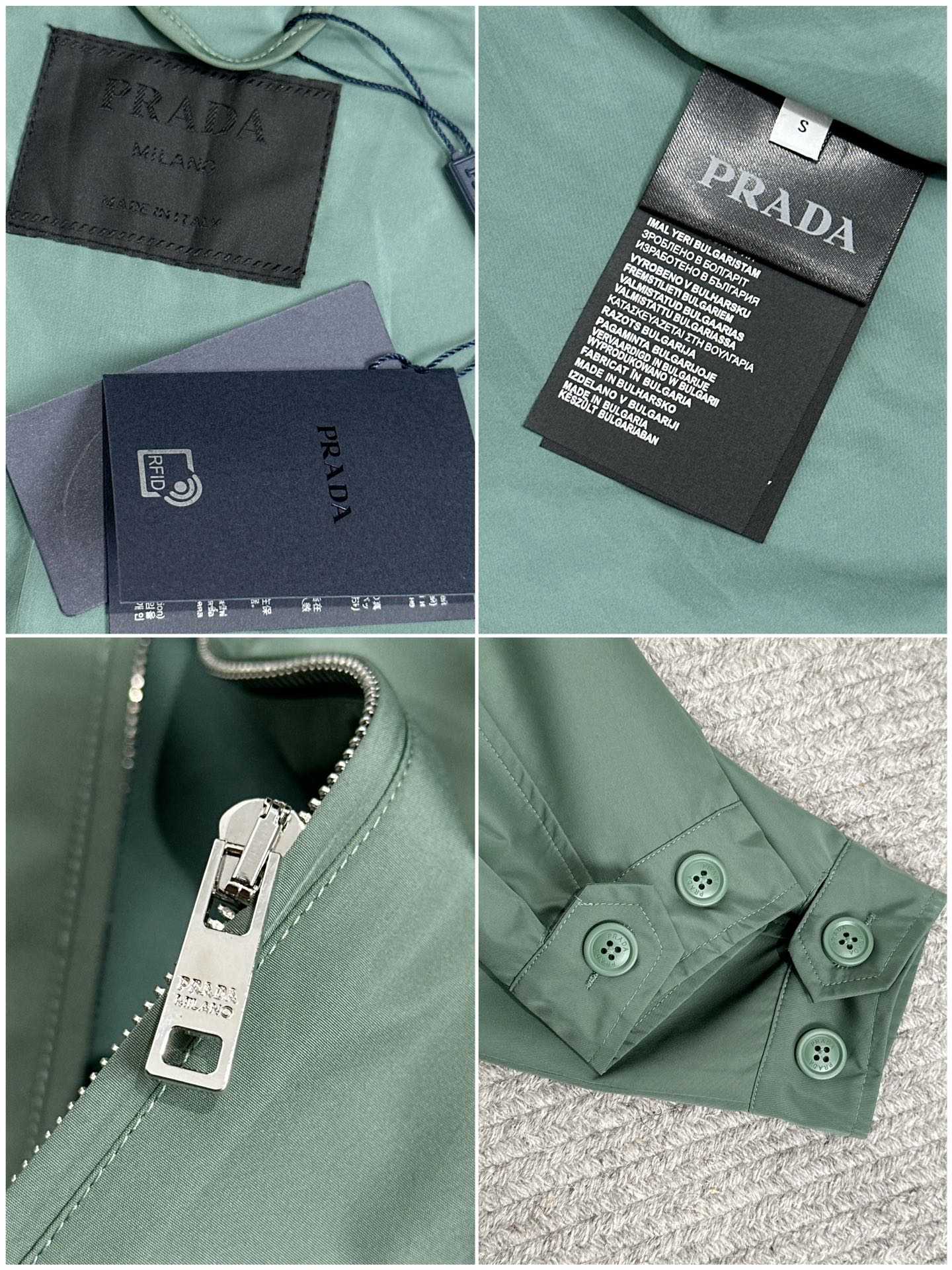 Prada Logo Print Zip Jacket Green - DesignerGu