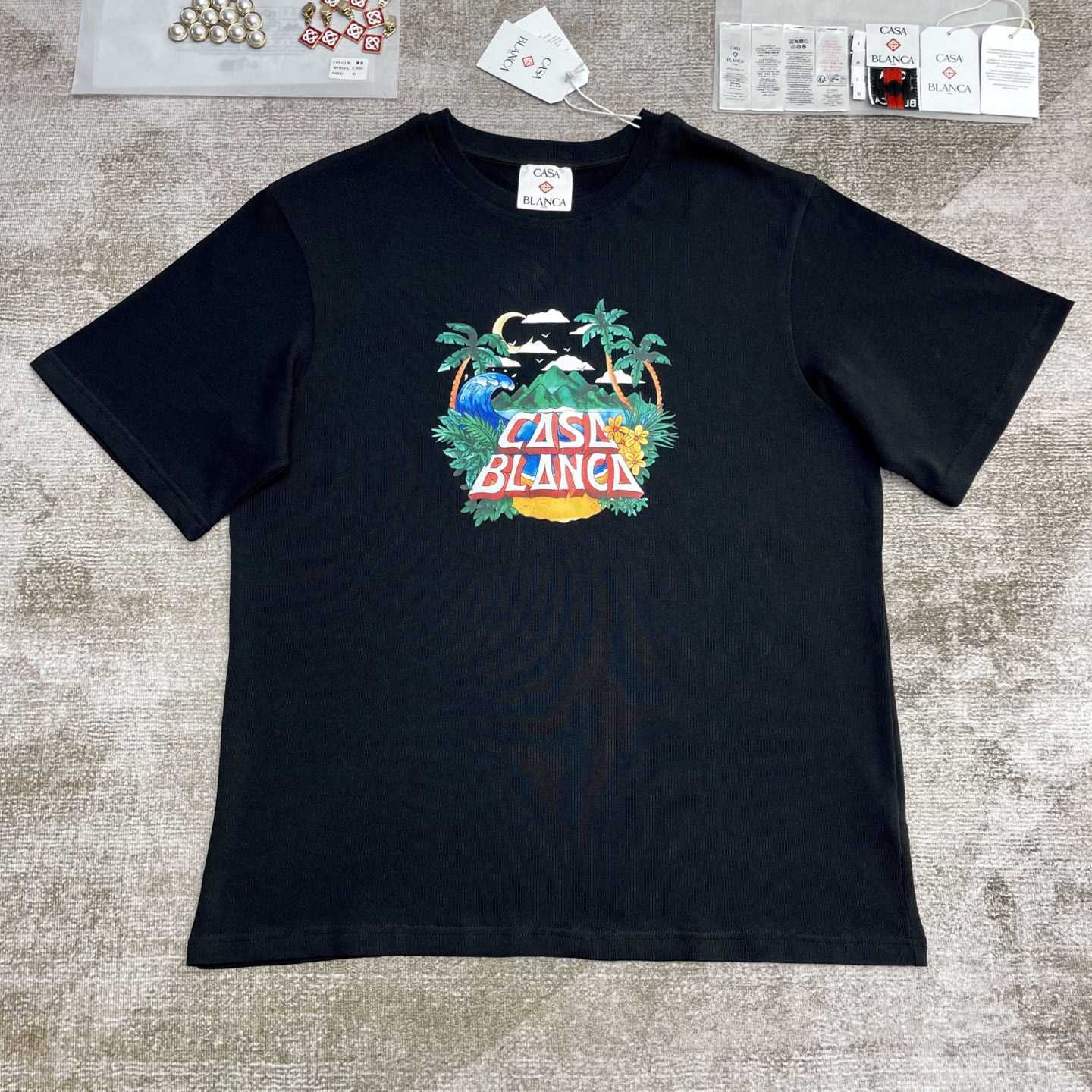 Casablanca Black 'Casa' Beach Wave T-Shirt   C990 - DesignerGu