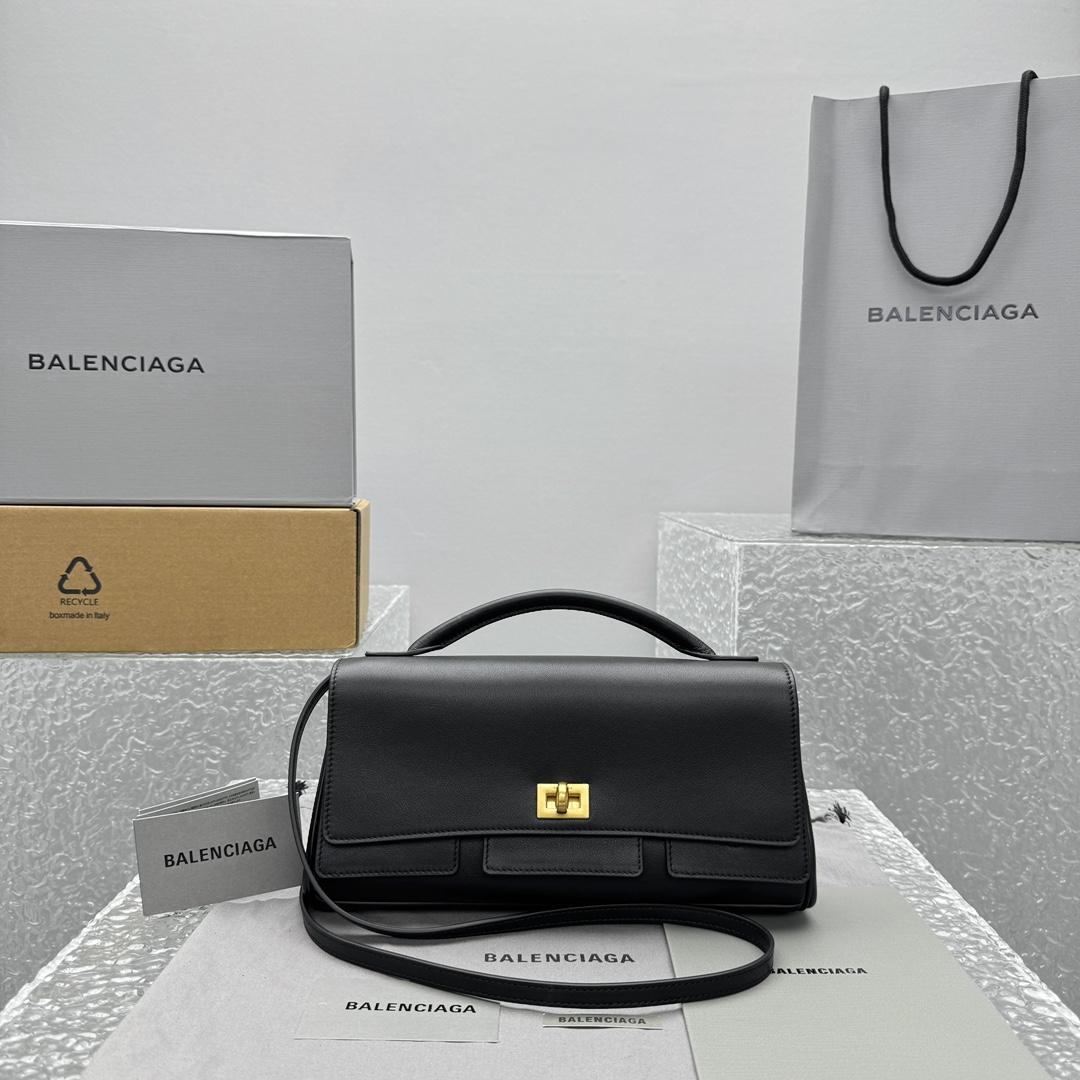 Balenciaga Bel Air Clutch On Strap Small In Black   - DesignerGu