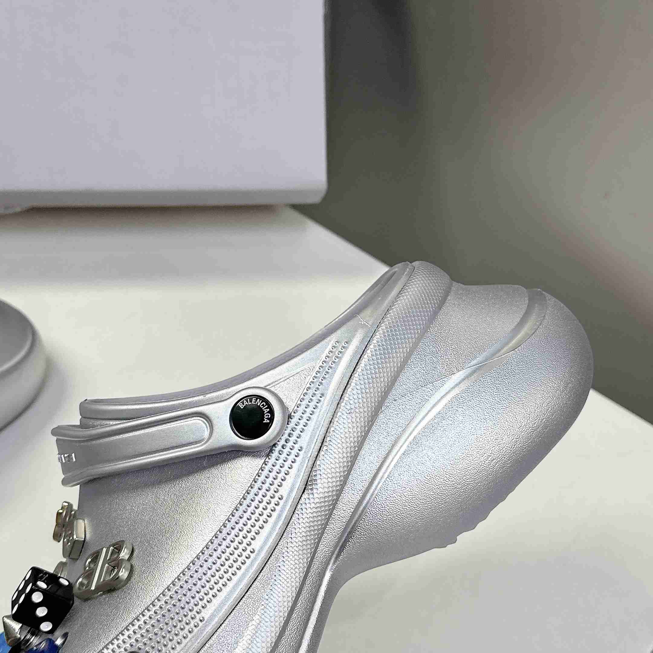 Balenciaga Crocs™ Mule In Silver - DesignerGu
