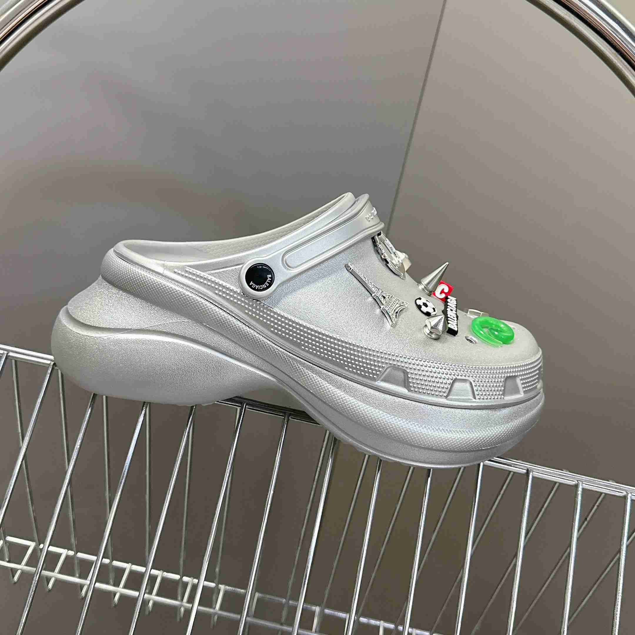 Balenciaga Crocs™ Mule In Silver - DesignerGu