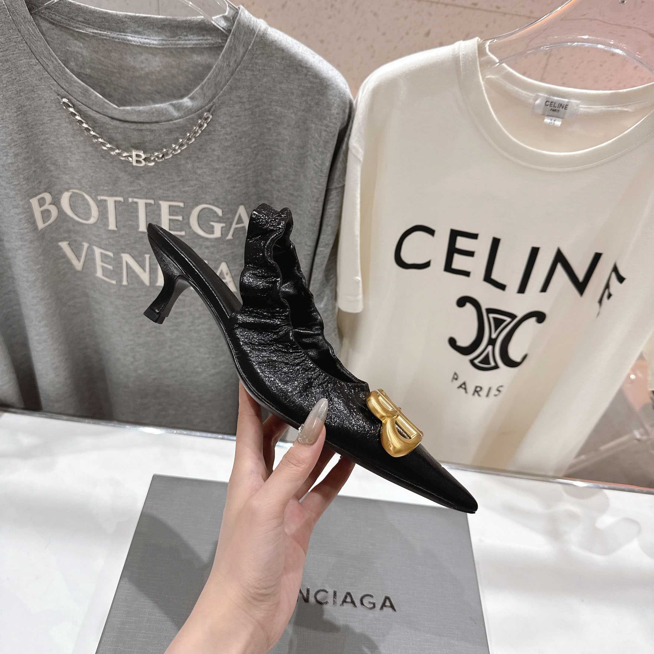 Balenciaga Monaco 50mm Slingback In Black Arena Lambskin - DesignerGu