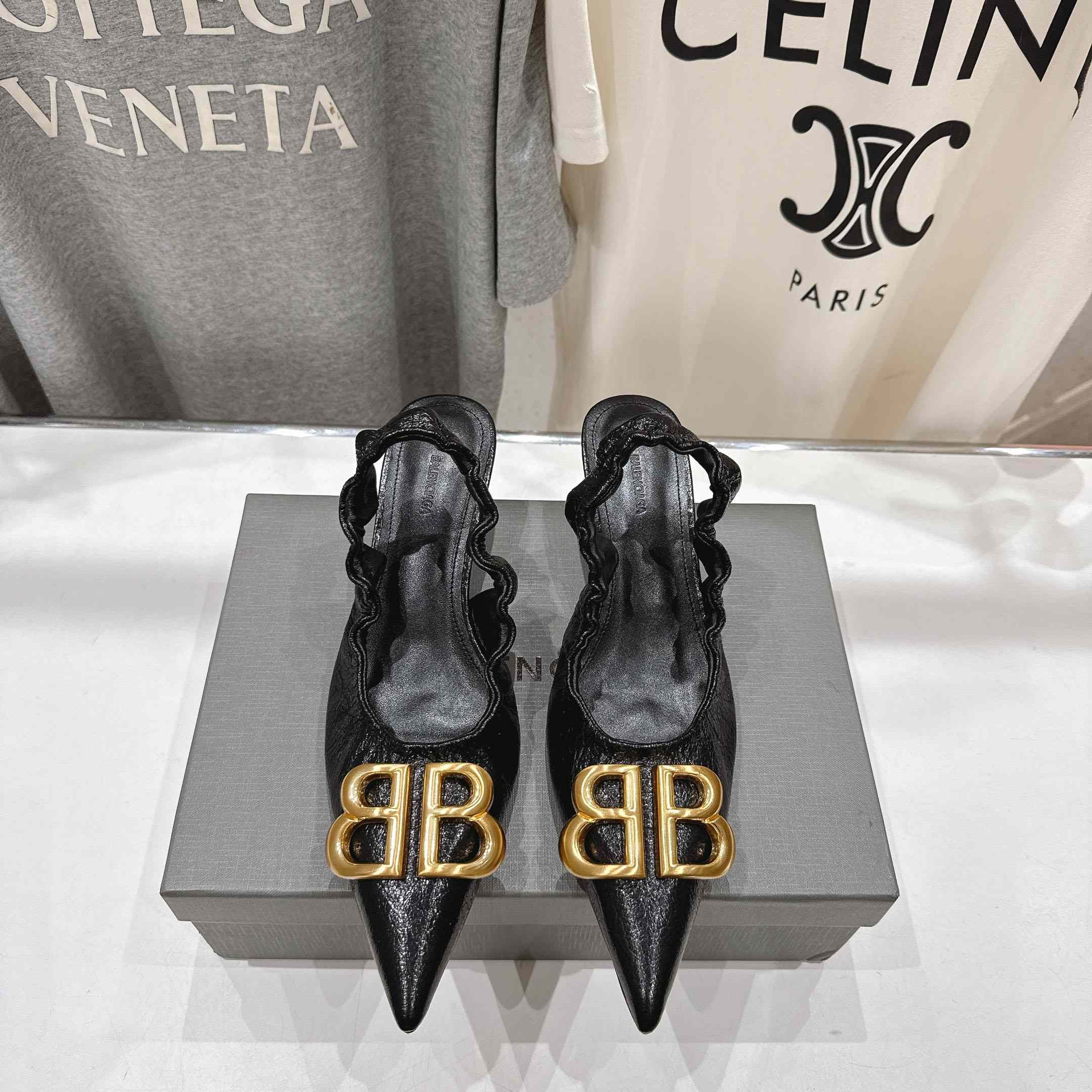 Balenciaga Monaco 50mm Slingback In Black Arena Lambskin - DesignerGu