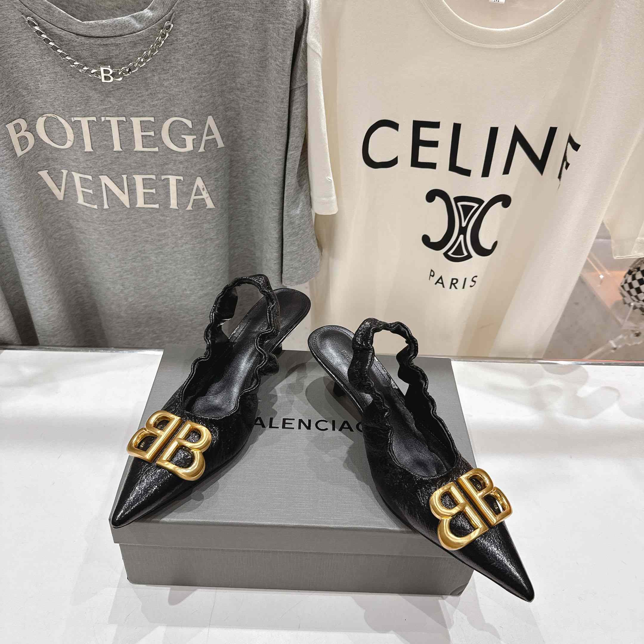 Balenciaga Monaco 50mm Slingback In Black Arena Lambskin - DesignerGu