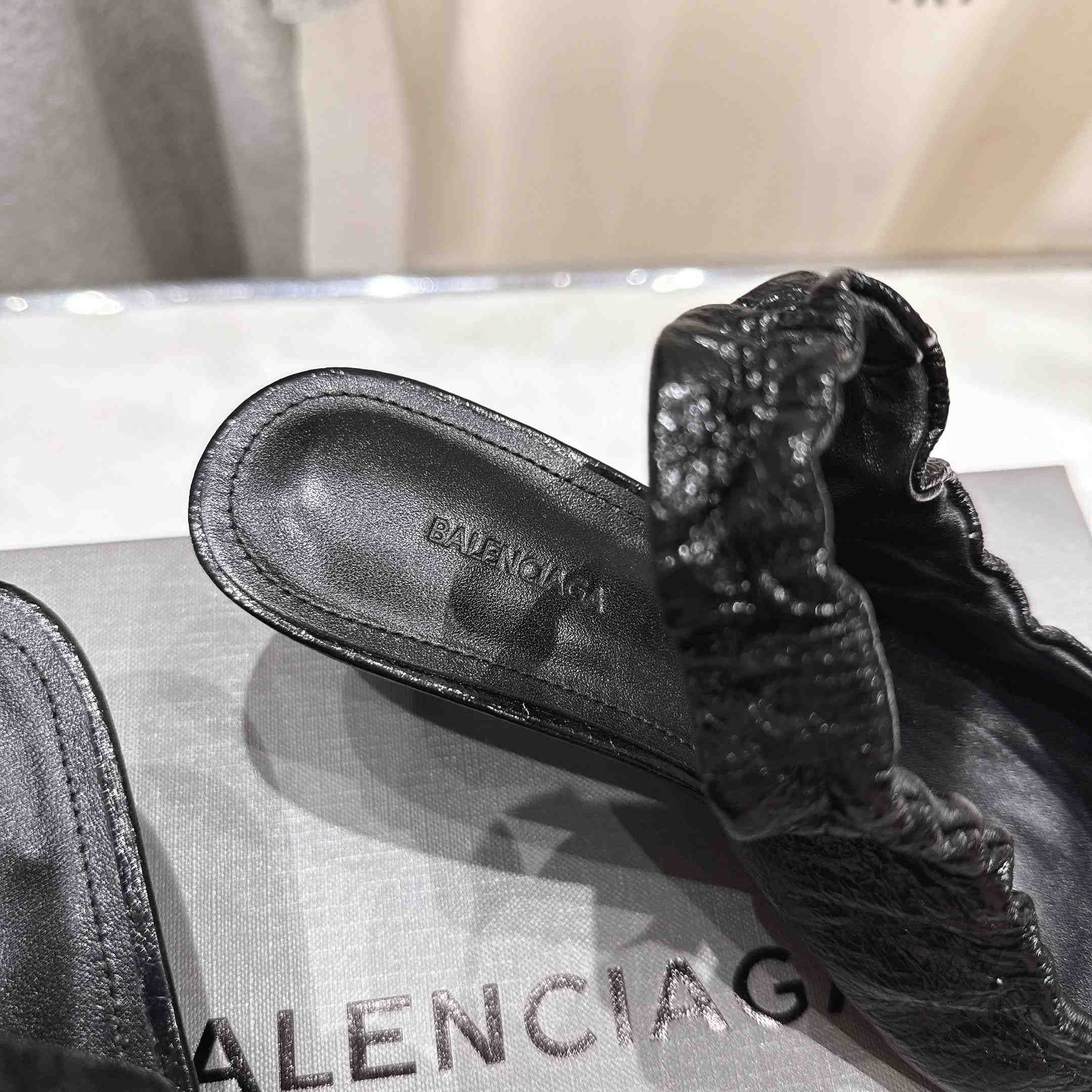 Balenciaga Monaco 50mm Slingback In Black Arena Lambskin - DesignerGu