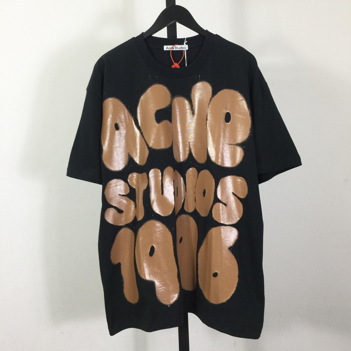 Acne Studios  T-shirt logo - Relaxed unisex fit - Black - DesignerGu
