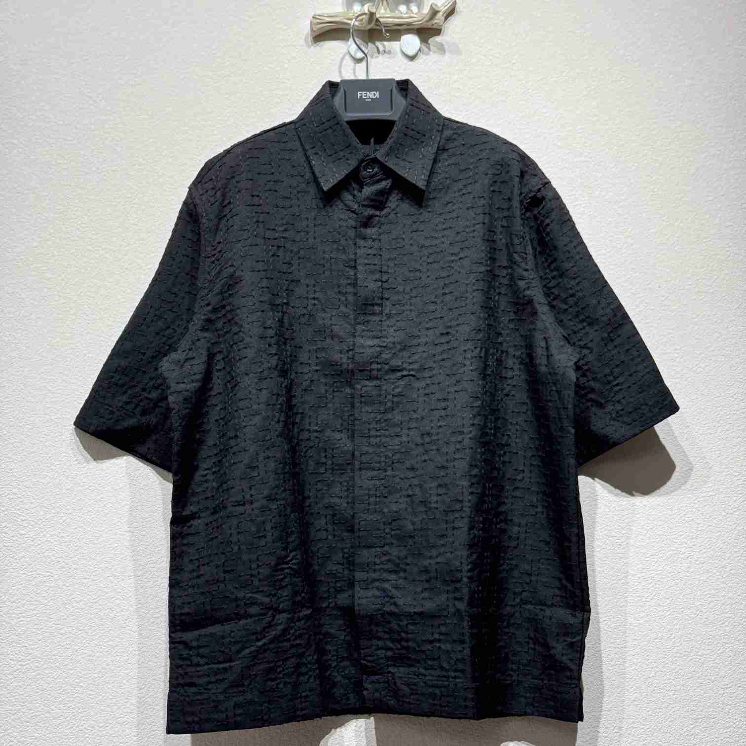 Fendi Black Linen FF Jacquard Shirt - DesignerGu