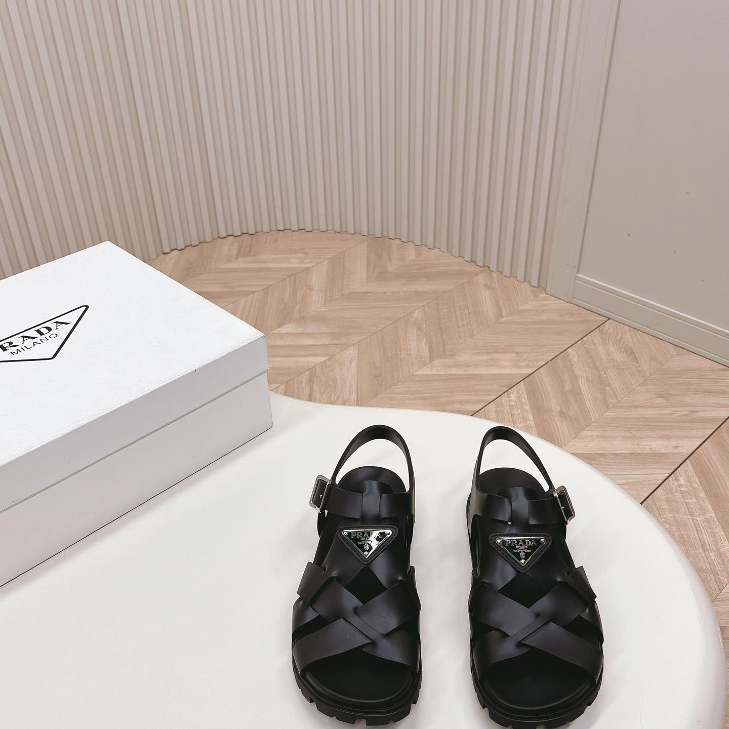Prada Crisscross Rubber Sandals - DesignerGu