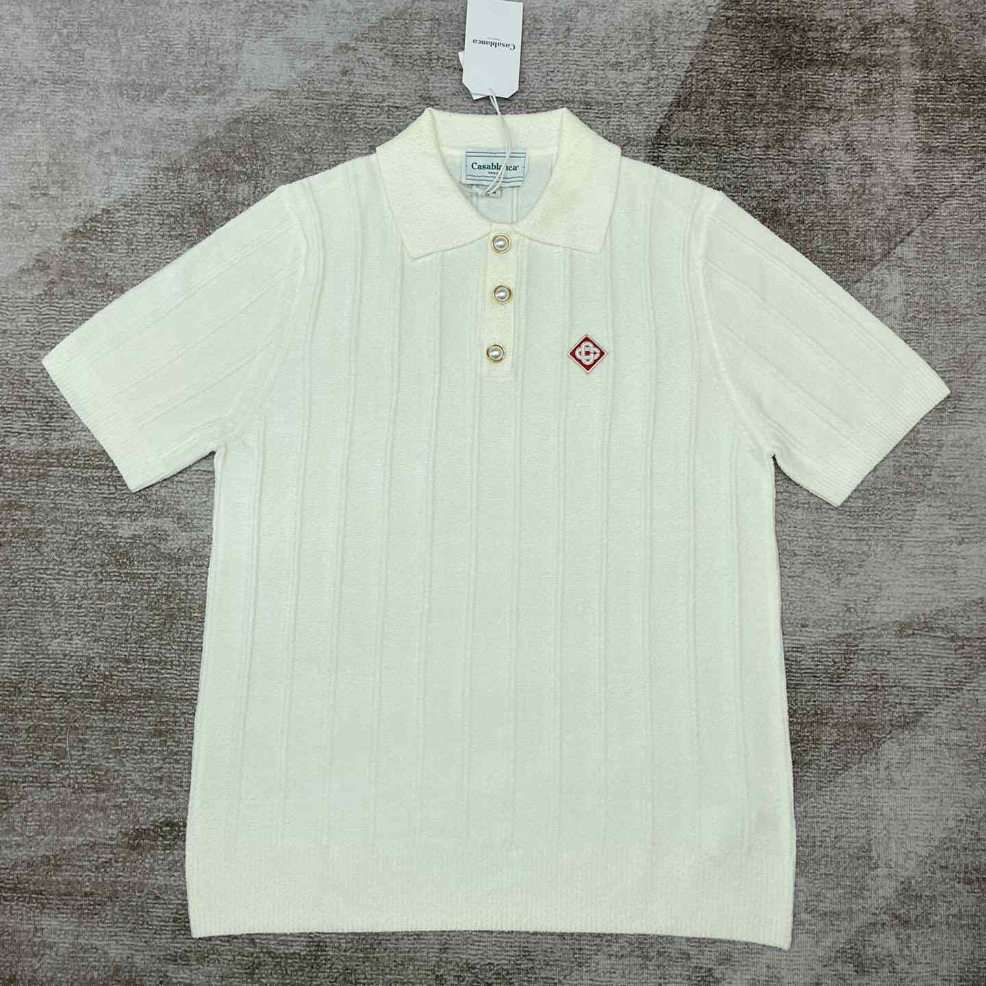 Casablanca Logo Appliqué Boucle Polo Shirt   D0016 - DesignerGu