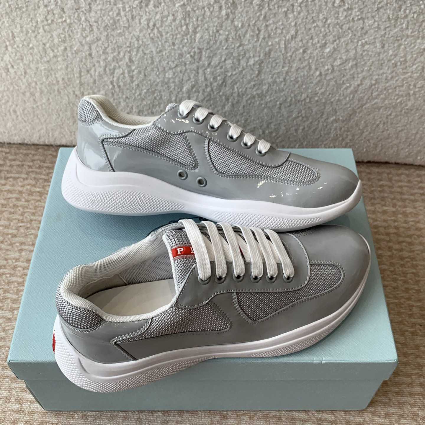 Patent Leather And Technical Fabric Prada America's Cup Sneakers - DesignerGu