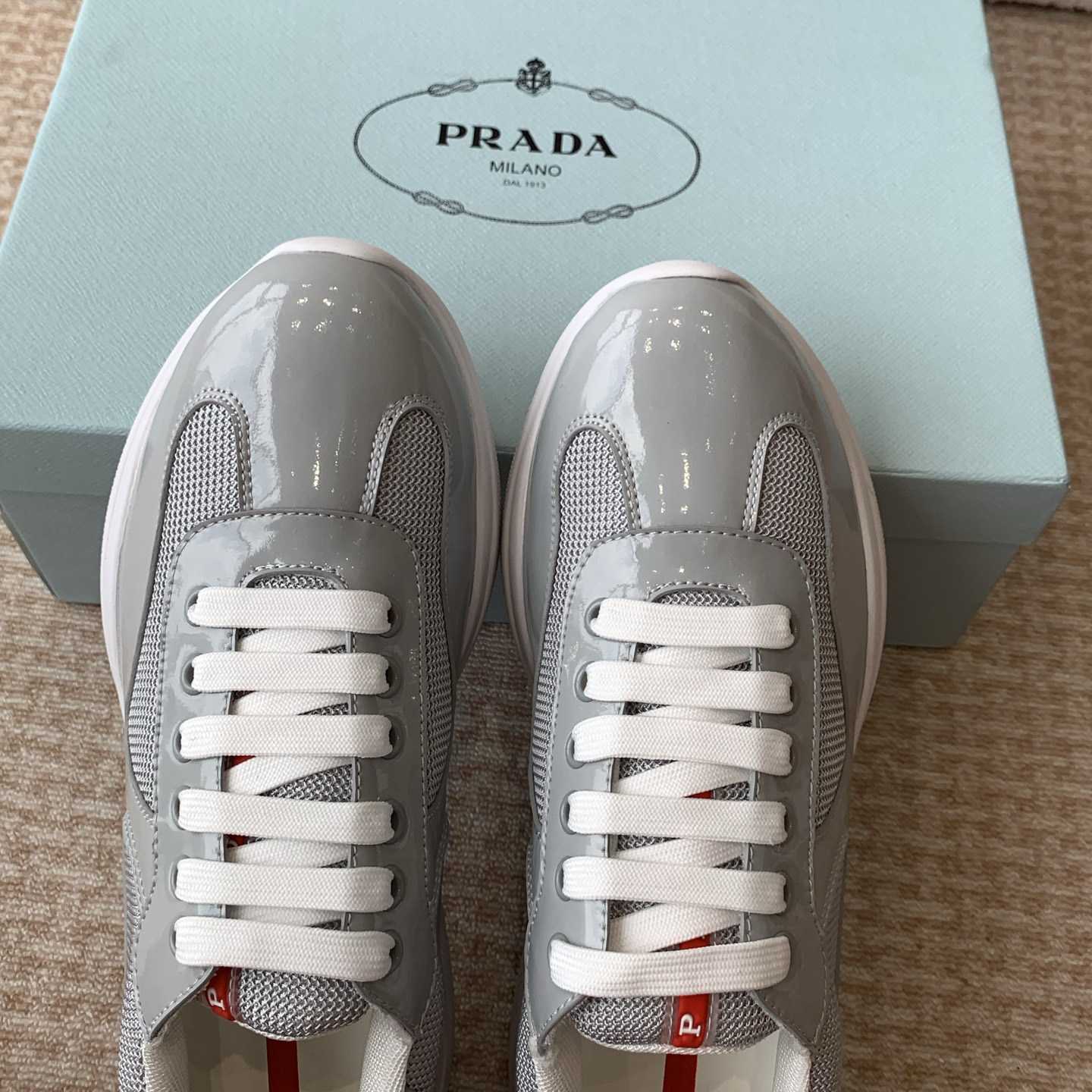 Patent Leather And Technical Fabric Prada America's Cup Sneakers - DesignerGu