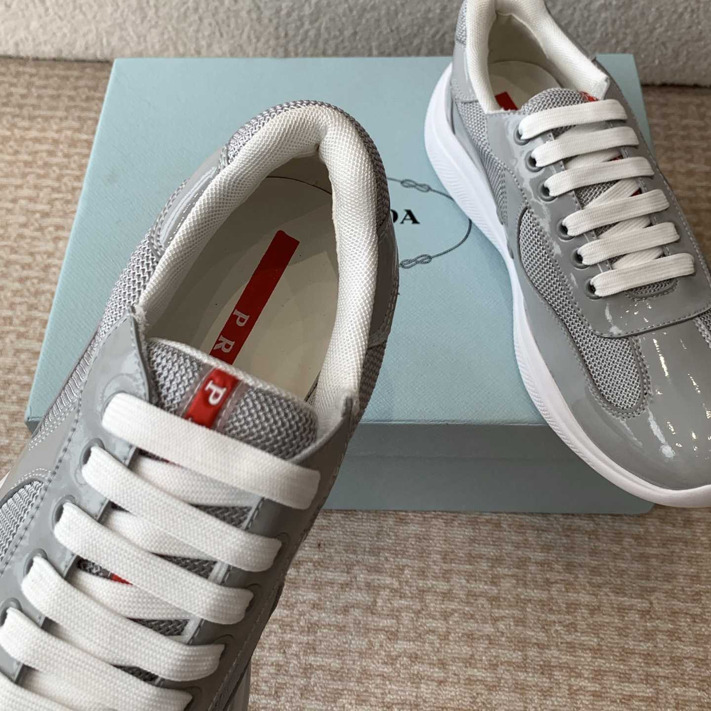 Patent Leather And Technical Fabric Prada America's Cup Sneakers - DesignerGu