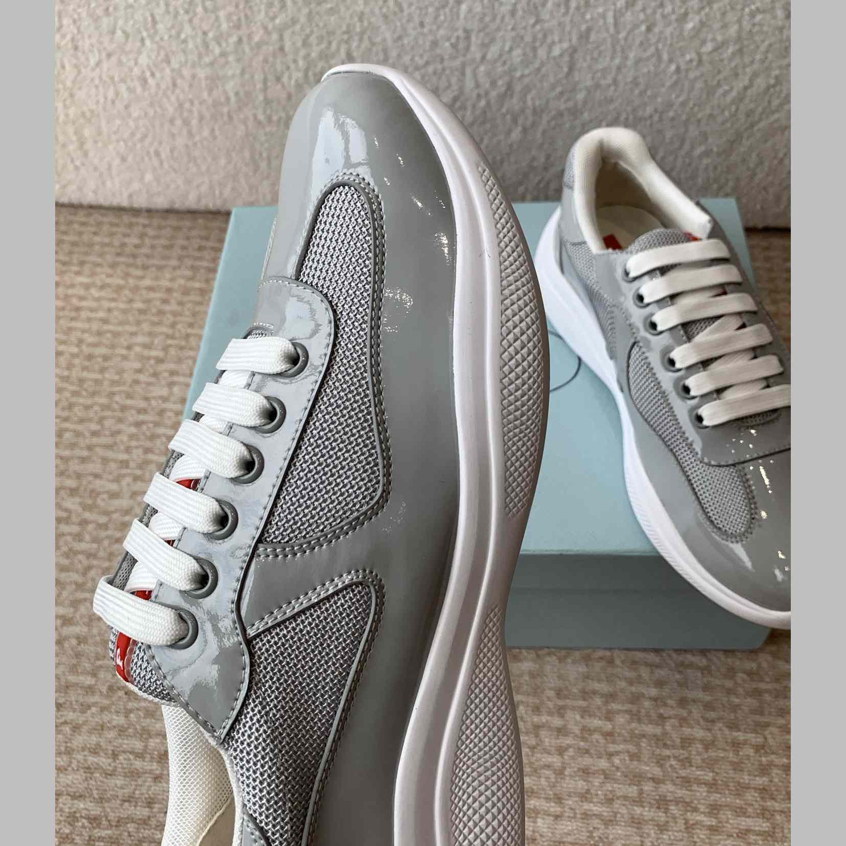 Patent Leather And Technical Fabric Prada America's Cup Sneakers - DesignerGu