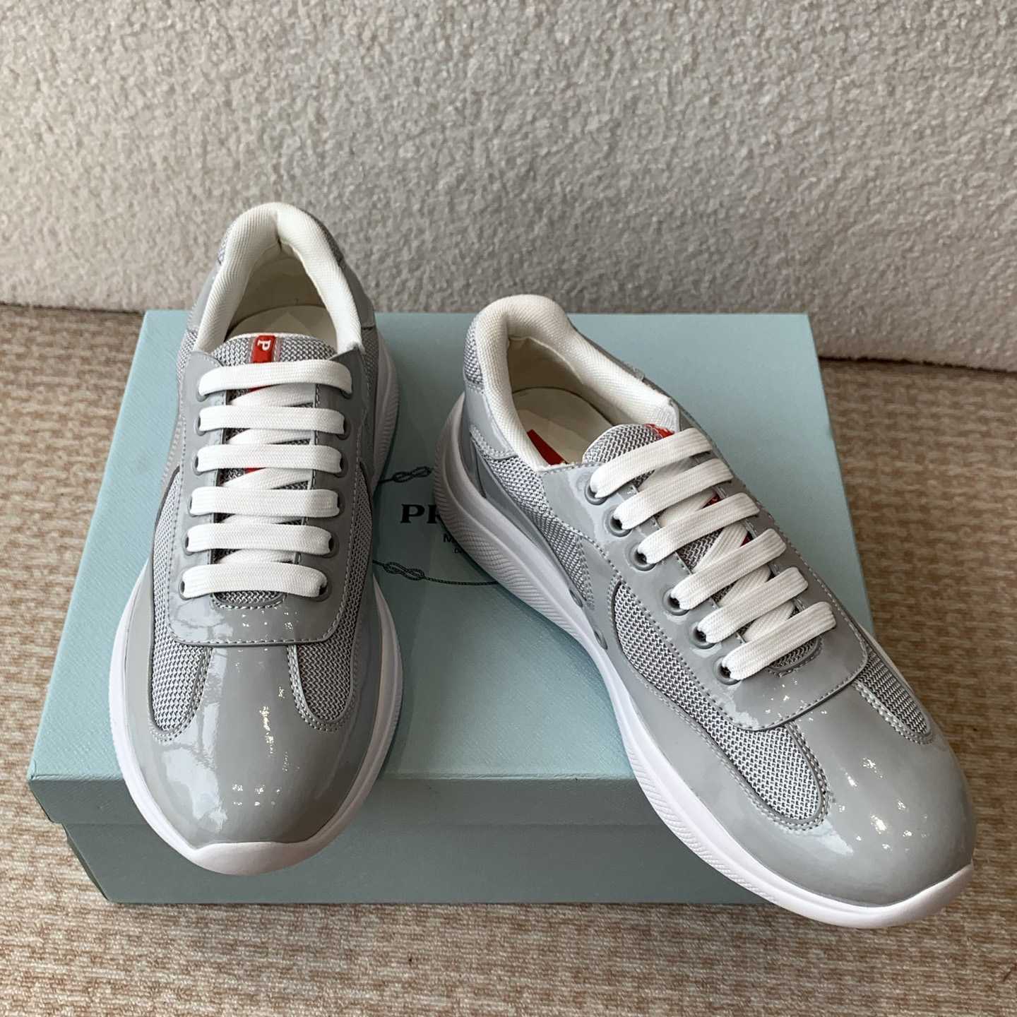 Patent Leather And Technical Fabric Prada America's Cup Sneakers - DesignerGu