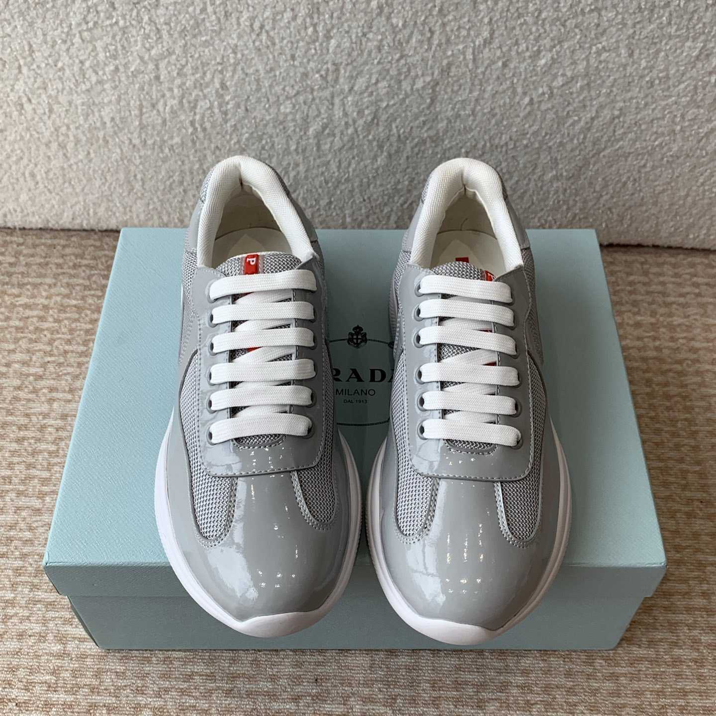 Patent Leather And Technical Fabric Prada America's Cup Sneakers - DesignerGu