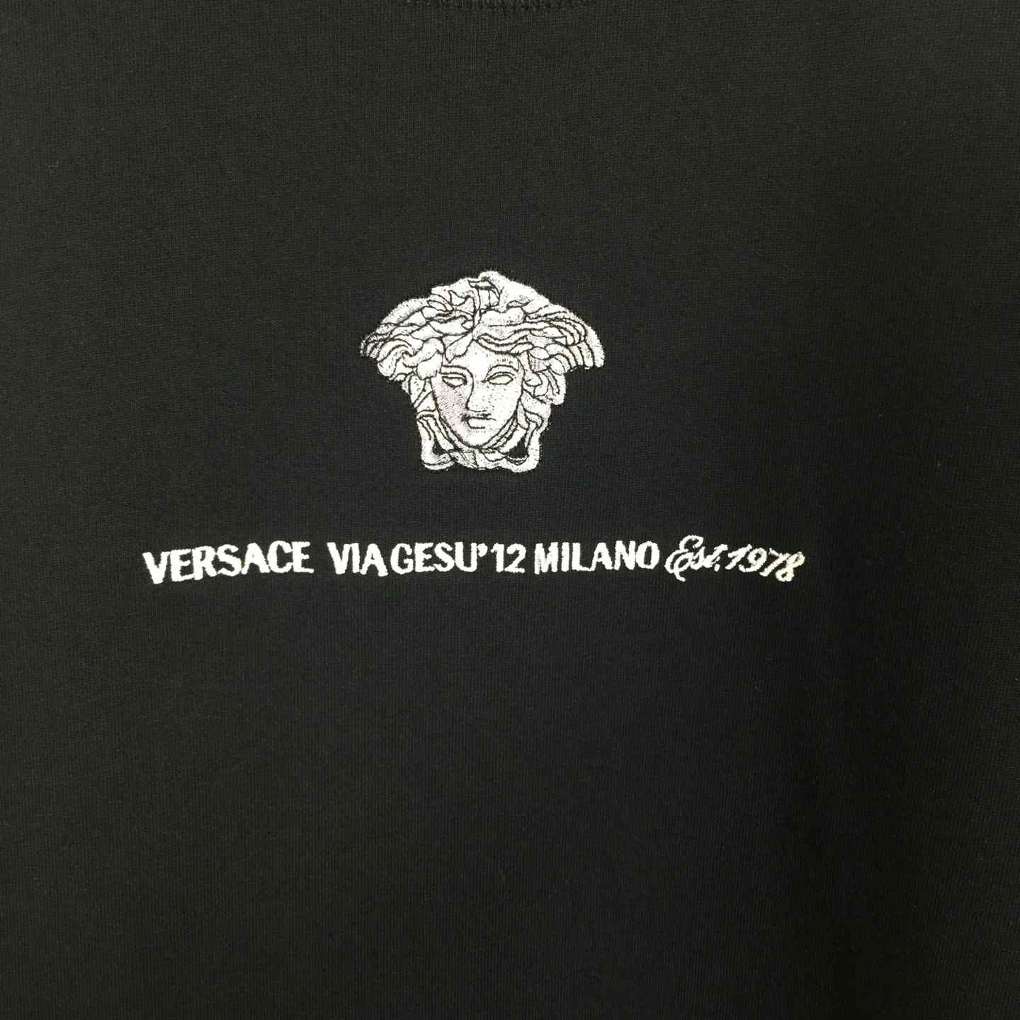 Versace  Embroidered Medusa Milano T-Shirt - DesignerGu