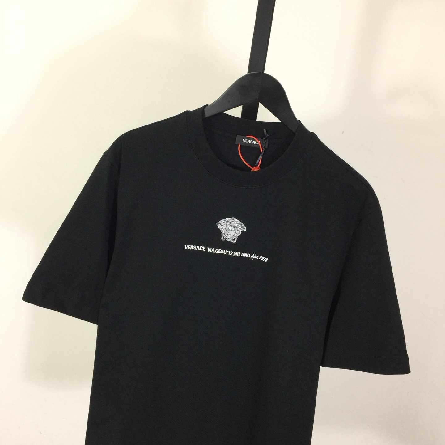 Versace  Embroidered Medusa Milano T-Shirt - DesignerGu