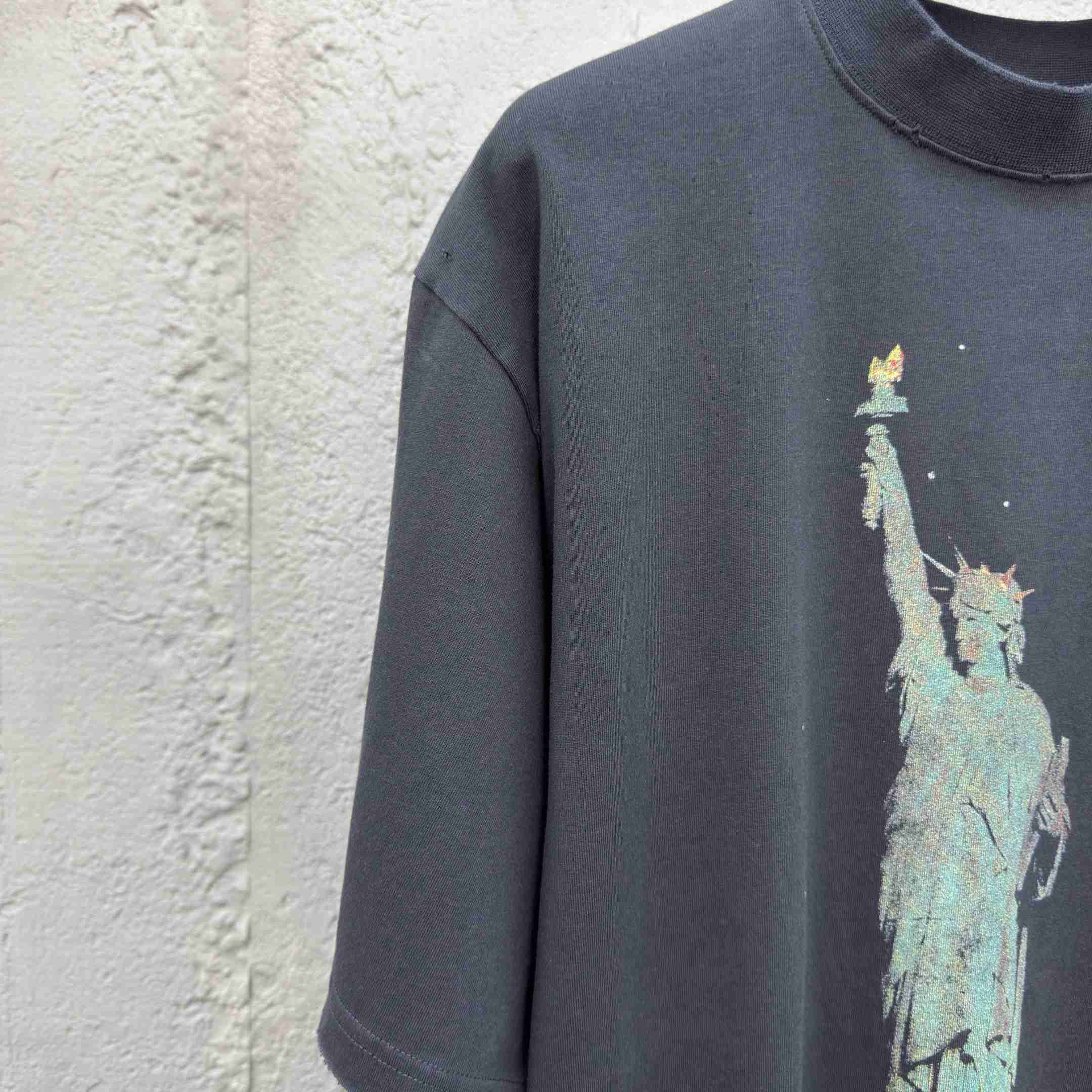 Balenciaga Paris Liberty T-Shirt Medium Fit In Black Vintage Jersey - DesignerGu