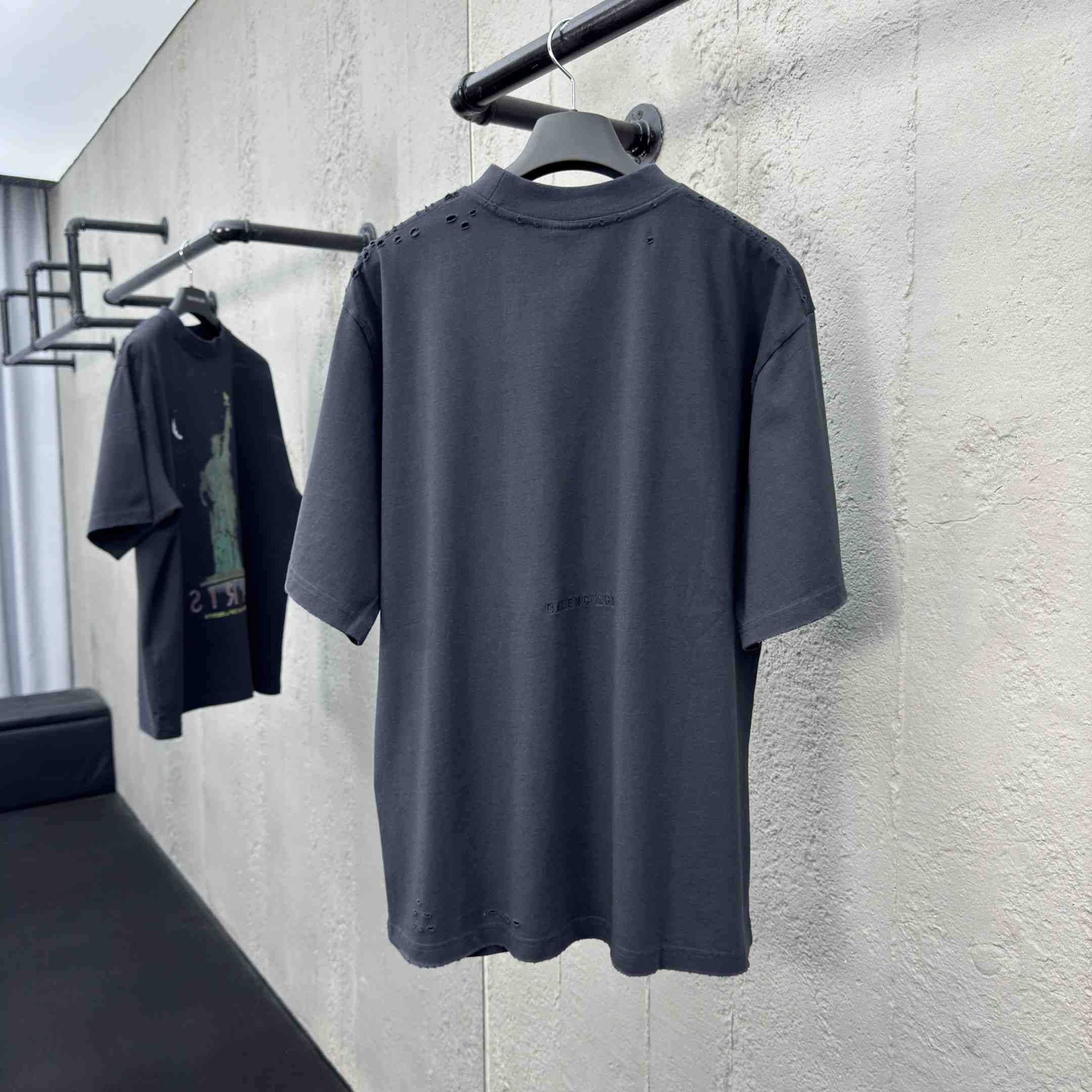 Balenciaga Paris Liberty T-Shirt Medium Fit In Black Vintage Jersey - DesignerGu