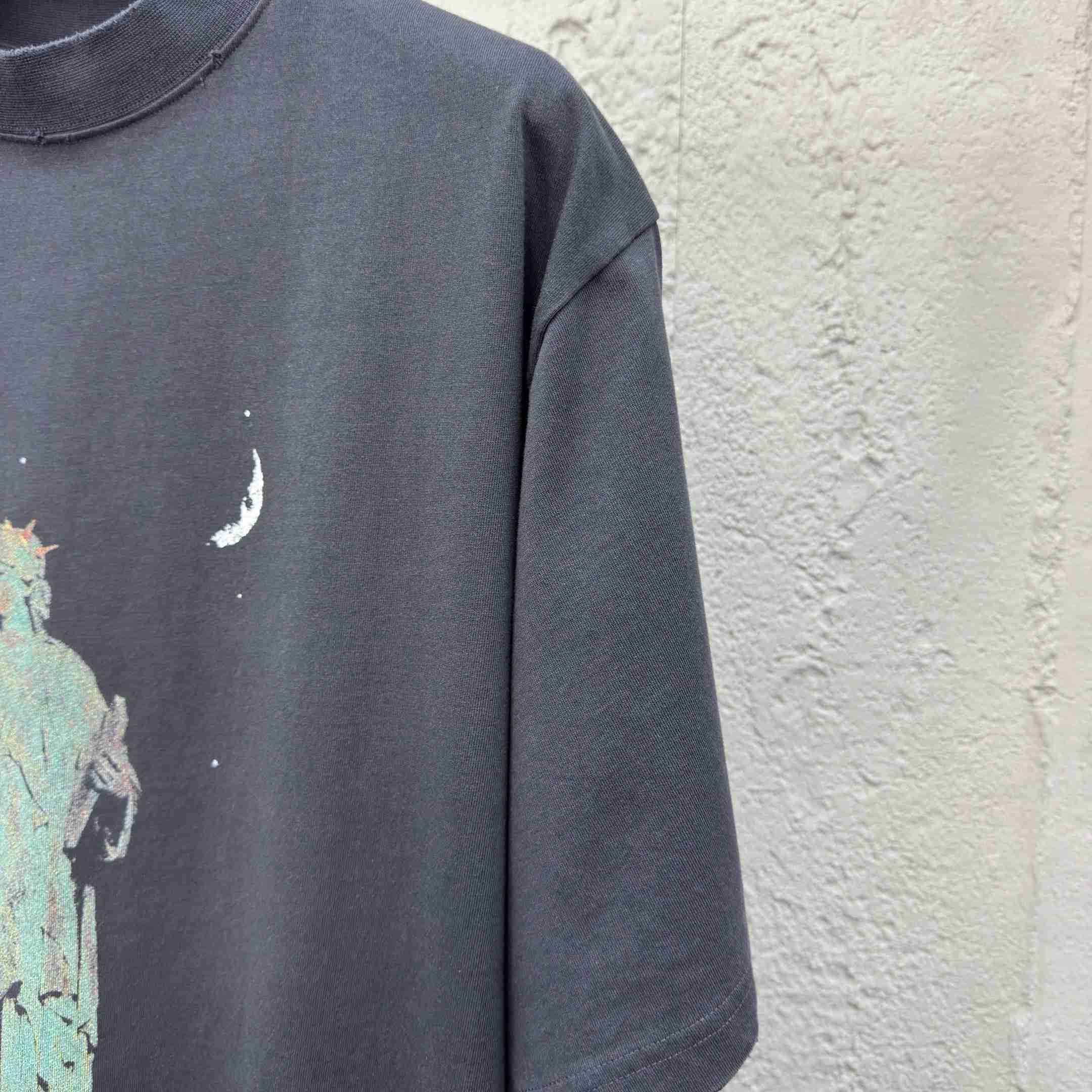 Balenciaga Paris Liberty T-Shirt Medium Fit In Black Vintage Jersey - DesignerGu