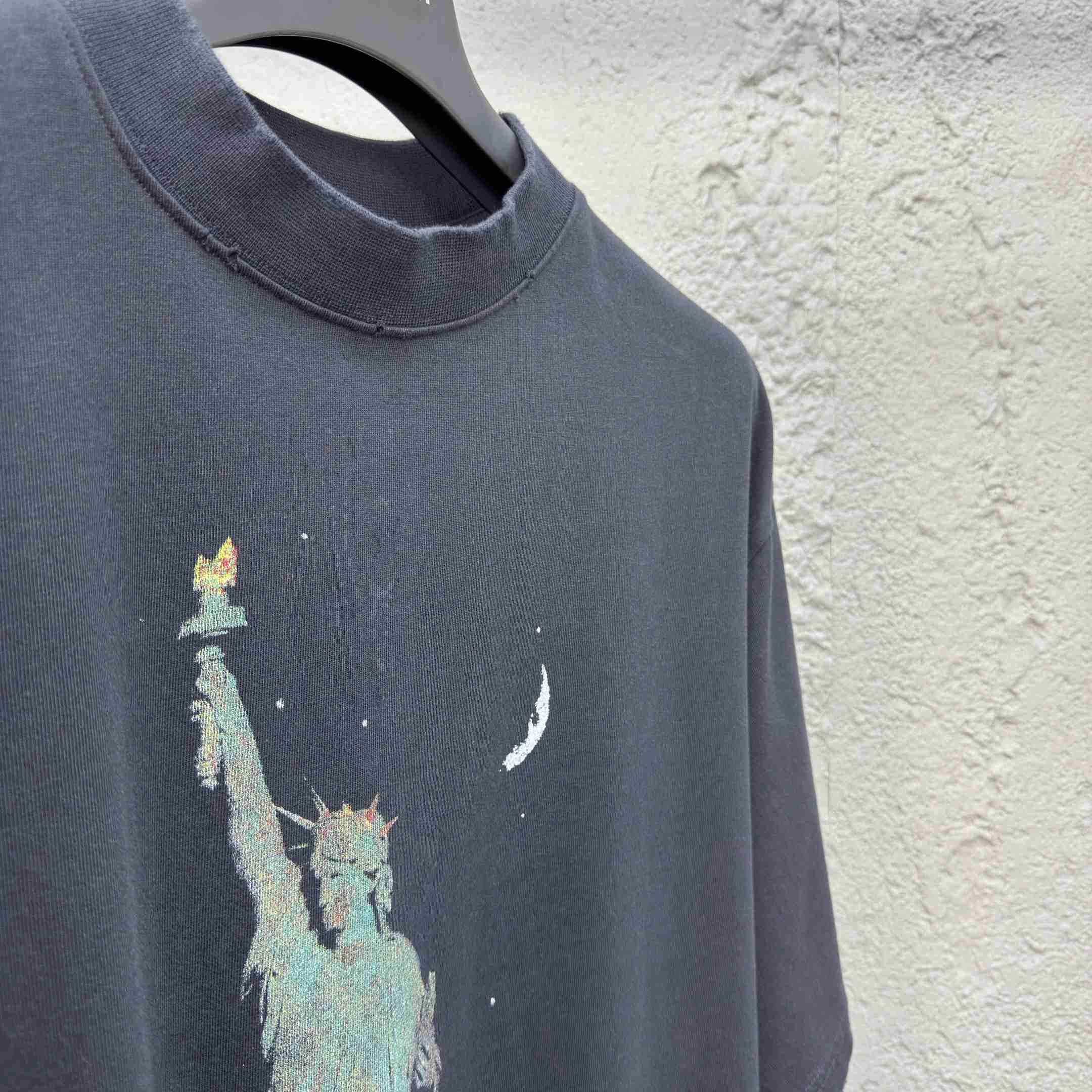 Balenciaga Paris Liberty T-Shirt Medium Fit In Black Vintage Jersey - DesignerGu