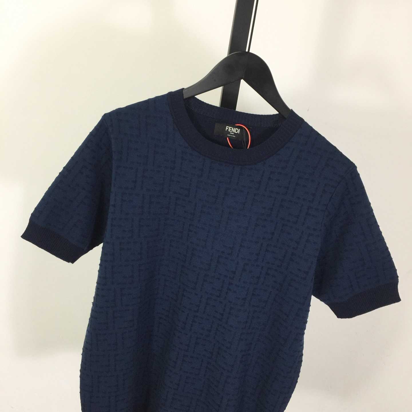 Fendi Blue Cotton FF Selleria Pullover - DesignerGu