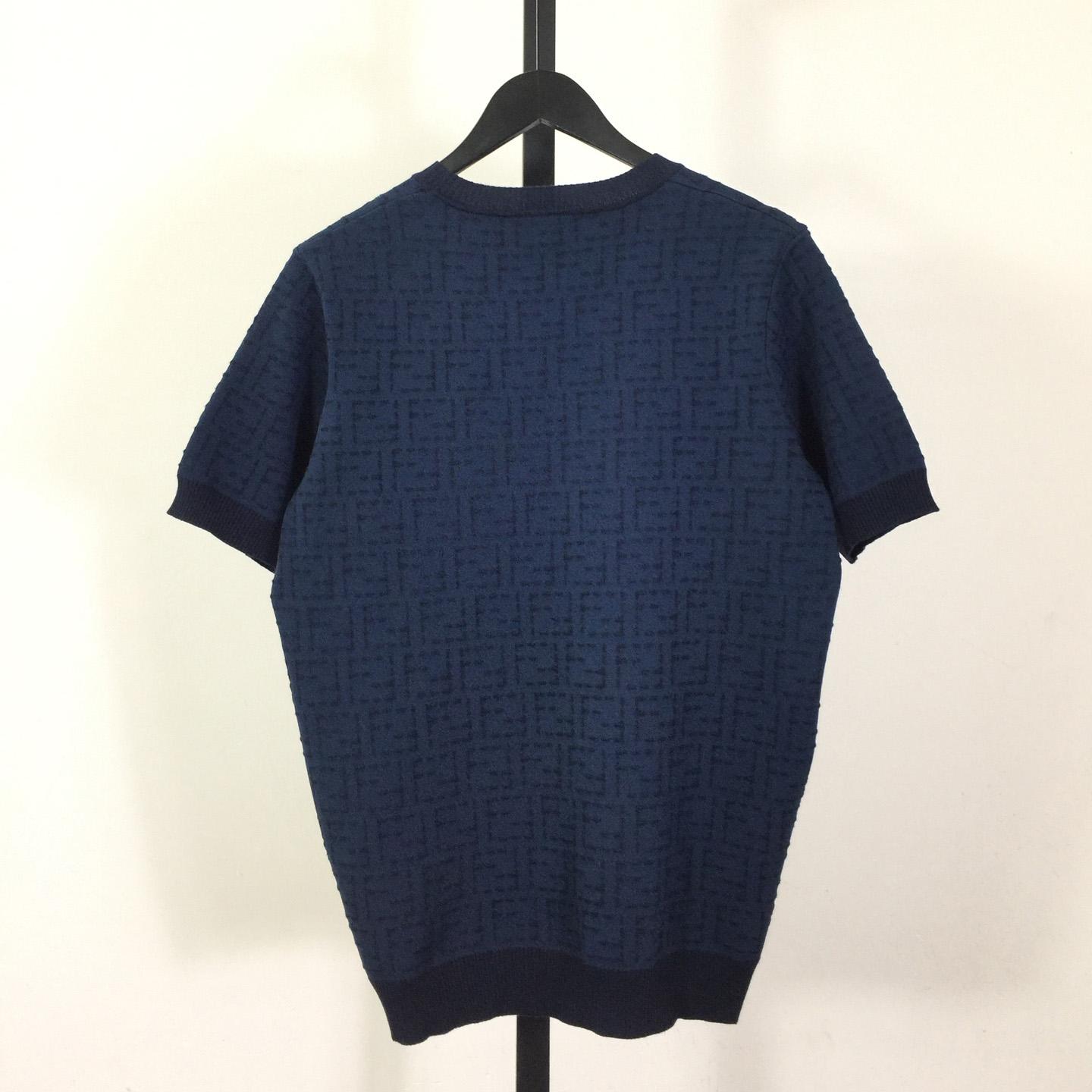 Fendi Blue Cotton FF Selleria Pullover - DesignerGu