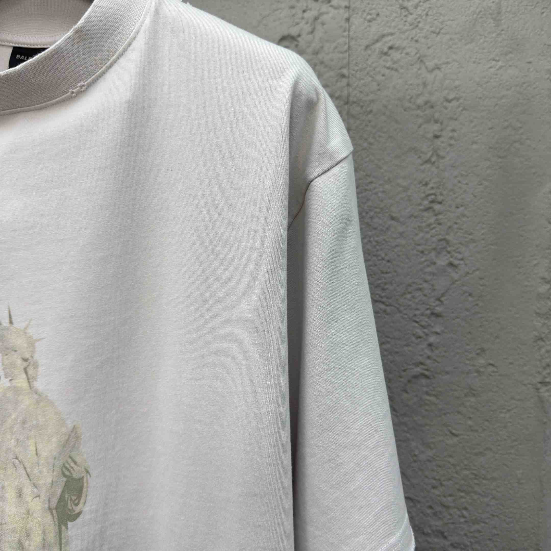 Balenciaga Paris Liberty T-Shirt Medium Fit In Off White Vintage Jersey - DesignerGu
