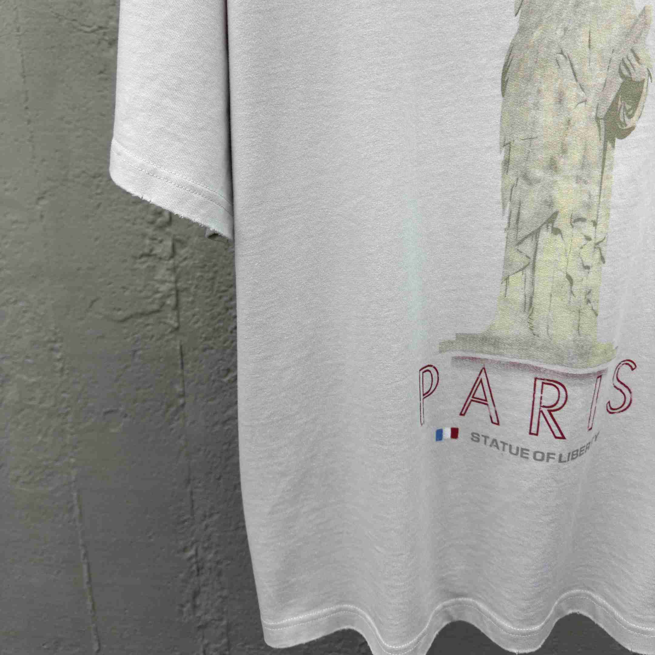 Balenciaga Paris Liberty T-Shirt Medium Fit In Off White Vintage Jersey - DesignerGu